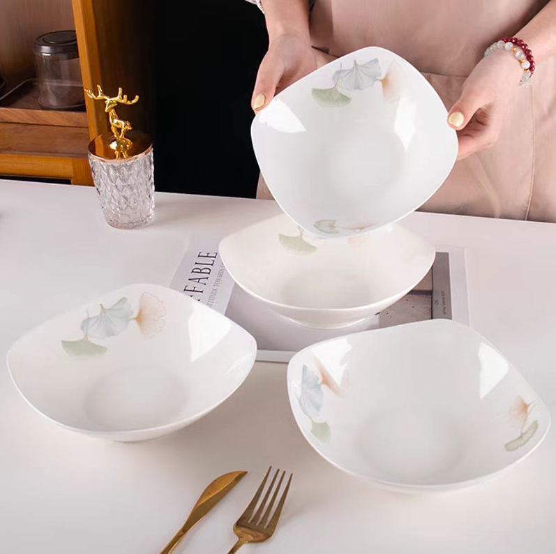 8英寸四角碗-银杏叶